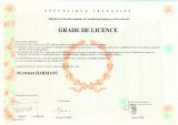 Aperçu du document attestant un grade de licence de Pierre Harmant